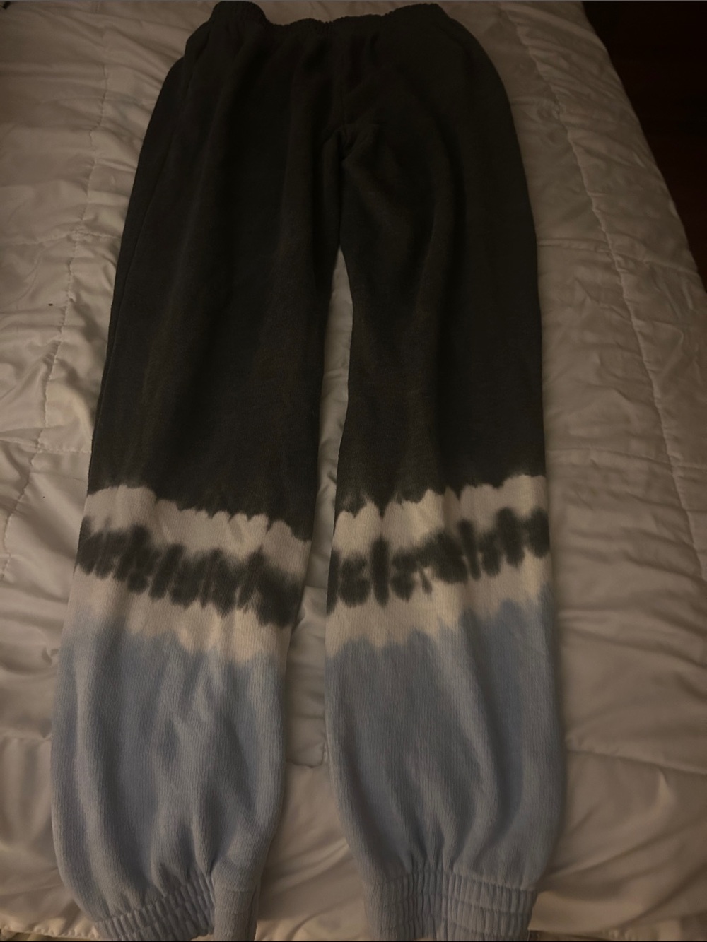 PINK Victoria's Secret Black, White & Light Blue Tie-Dye Joggers